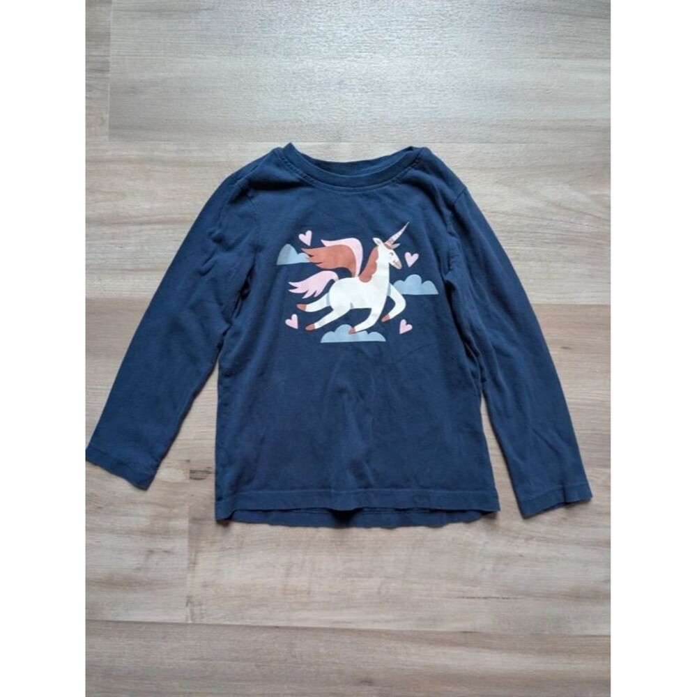 Hanna Andersson Navy Unicorn Longsleeve T-shirt, 4T (U2)